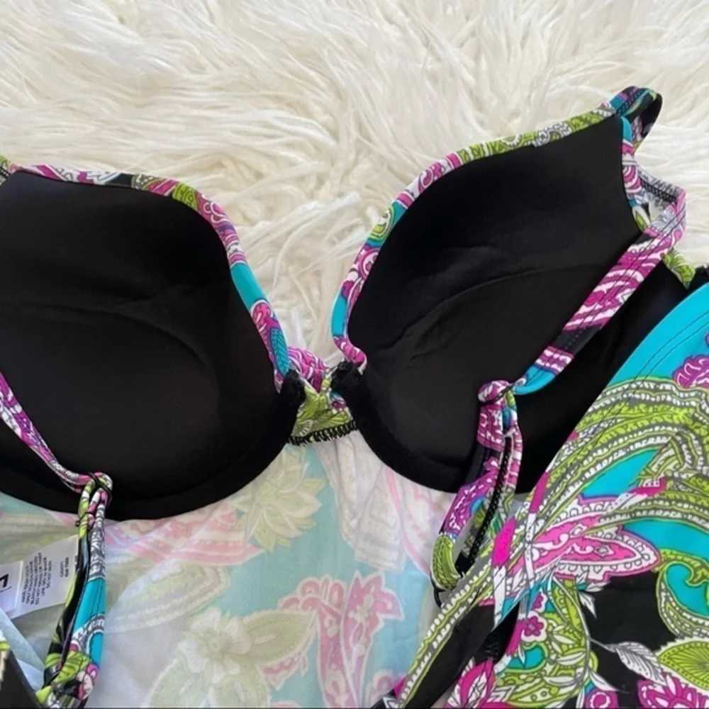 Maidenform swim paisley underwire push up‎ tankini size 38B